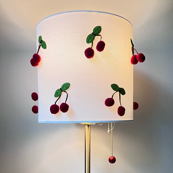 Karma Home Cherry Red Pom Pom Lamp Playful Festive Kitch Home Decor Lamp & Shade - Picture 9 of 10